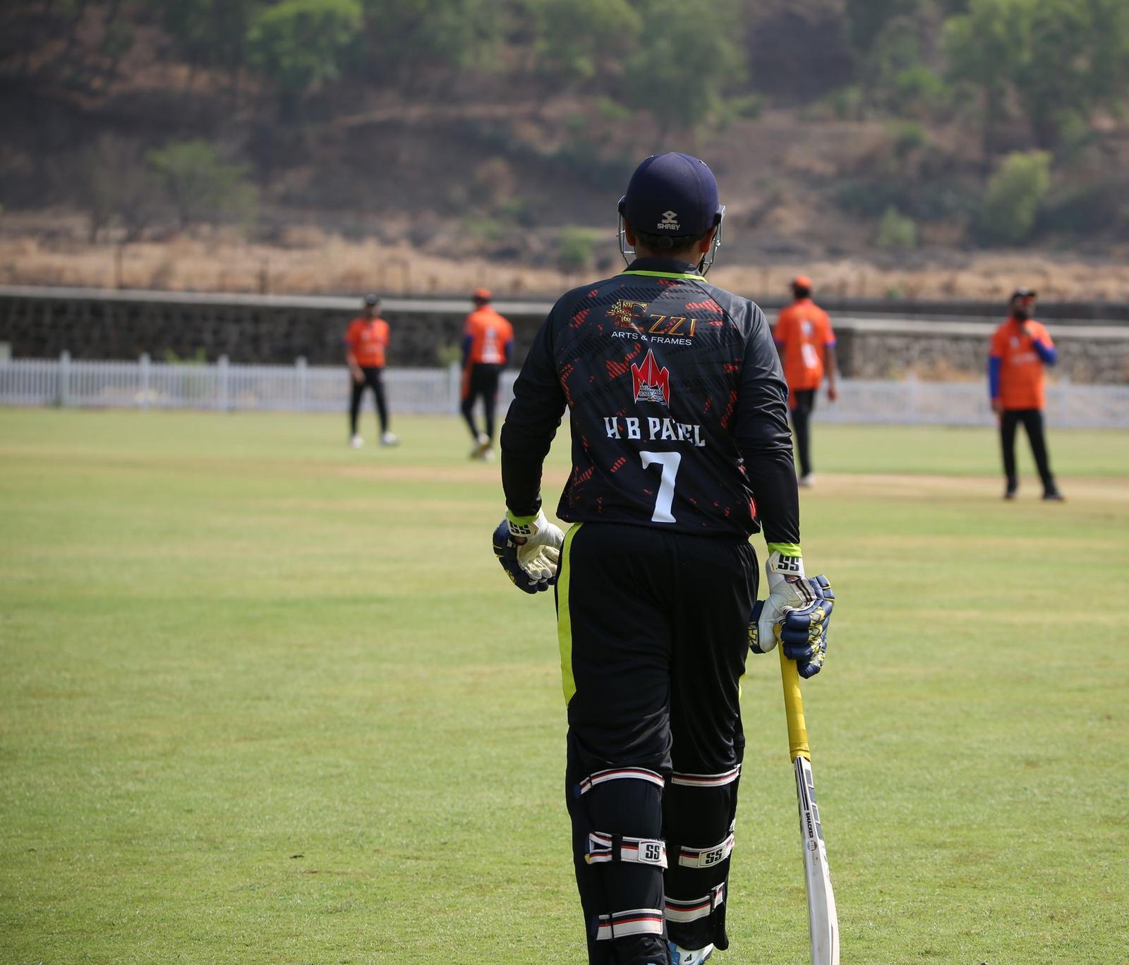 A VPL batter walking out to bat at SPJ Cricket Ground